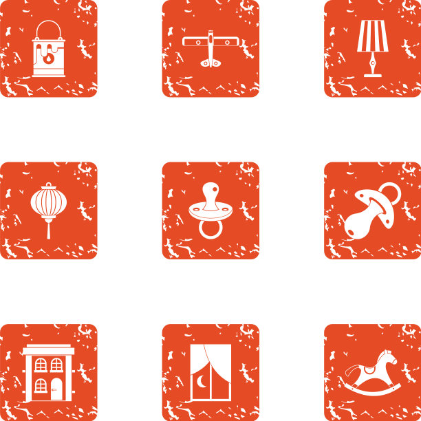 孩子般的花园图标设置垃圾摇滚风格图片下载