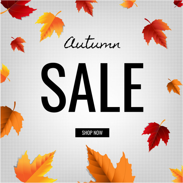 秋季促销海报与树叶图片下载