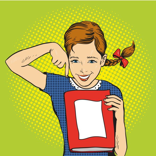 快乐的女孩手里拿着一本书图片下载