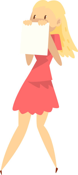 受惊的女孩躲在一张纸后面图片下载