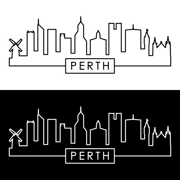 珀斯天际线风格的可编辑文件图片下载