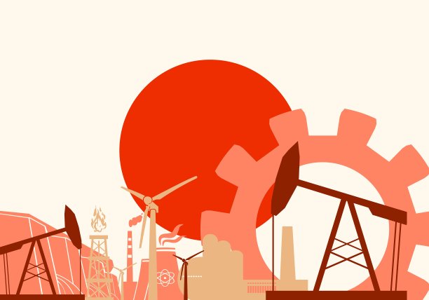 能源和电力图标设置与日本国旗图片下载