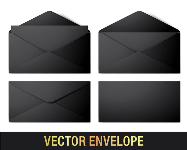 真实的黑色信封模型图片下载