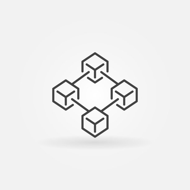 区块链技术图标在细线图片下载