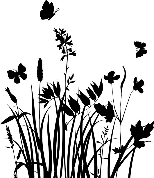 花草的剪影图片下载