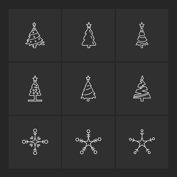 圣诞球，雪花，圣诞树，圣诞eps图片下载