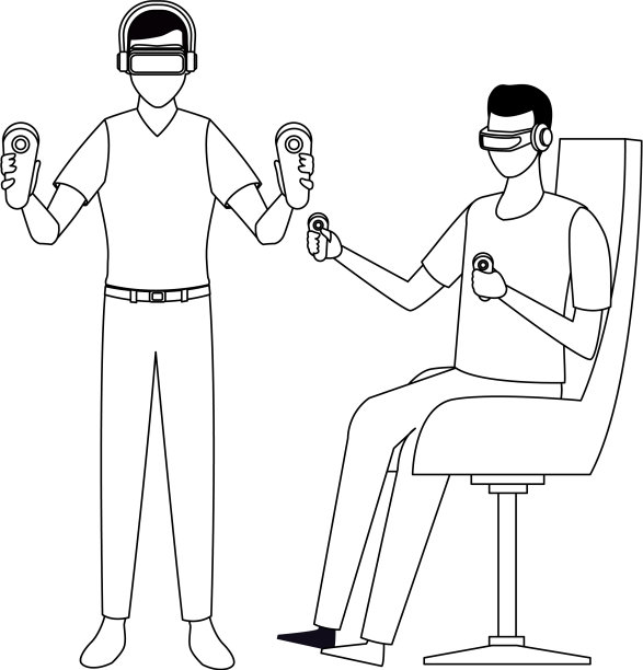 人们戴着虚拟现实眼镜玩游戏图片下载