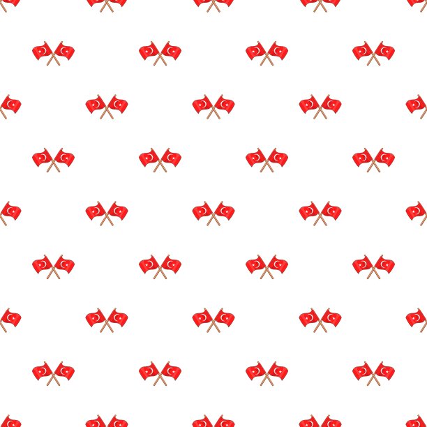 交叉旗帜的土耳其图案卡通风格图片下载