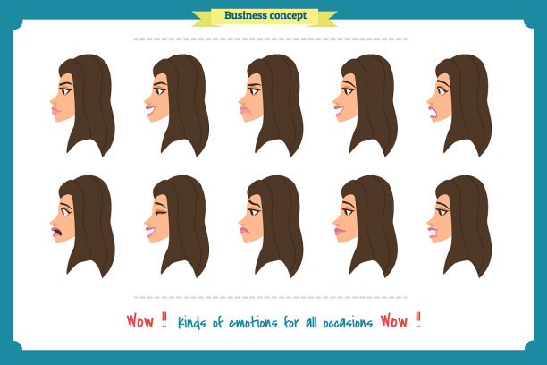 一套孤立的女人表情图片下载