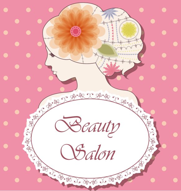 美容院背景与女孩彩绘头发图片下载