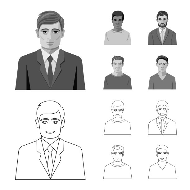 孤立的对象的发型和职业图标图片下载