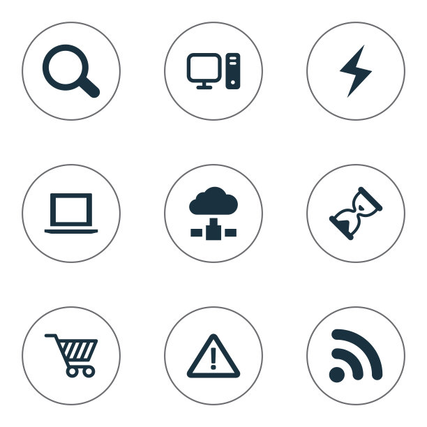 一组简单的电脑图标图片下载