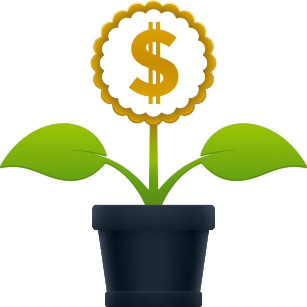 花与美元符号在花盆图片下载