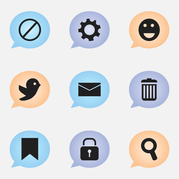 一组9可编辑的网络图标包括符号图片下载