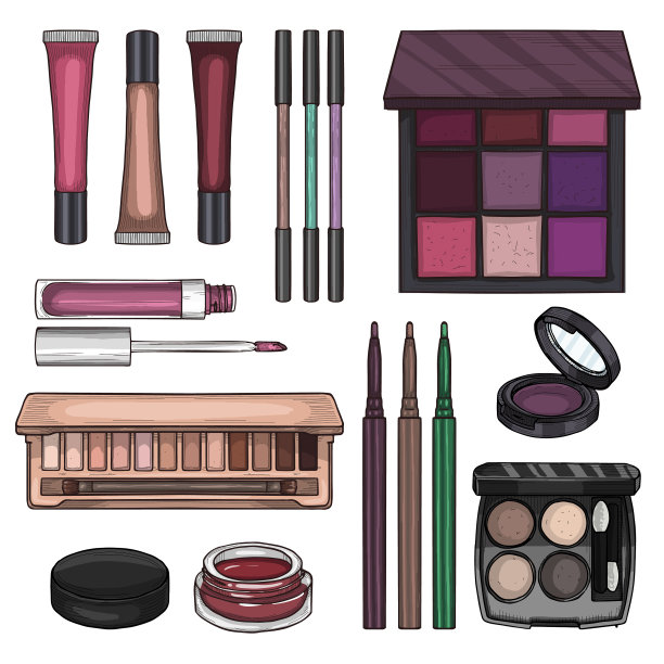 素描一套化妆产品图片下载
