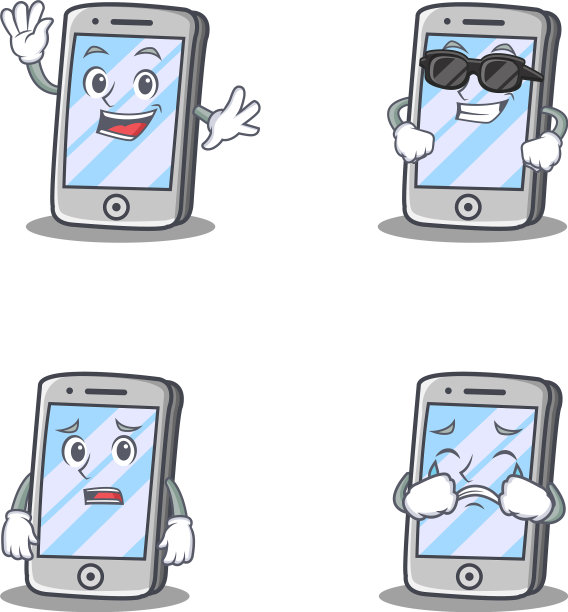 挥手、酷炫、惊讶的iPhone人物角色套装图片下载