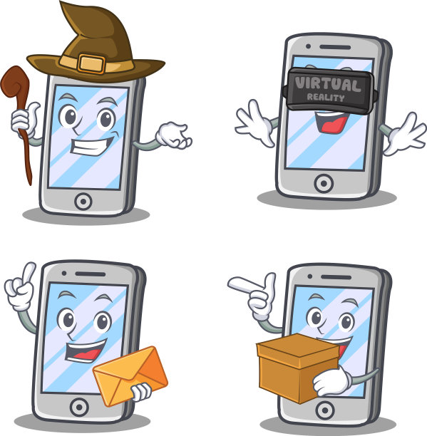 带有虚拟信封盒的iPhone卡通人物图片下载