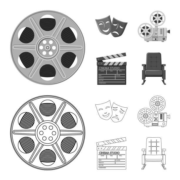 孤立的对象电视和电影的图标图片下载
