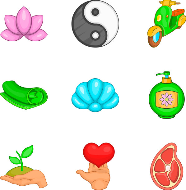 瑜伽活动图标设置卡通风格图片下载