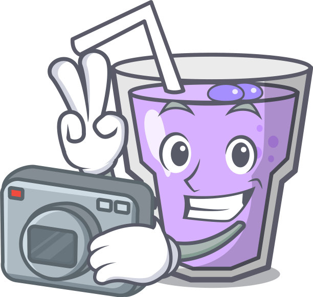 摄影师莓果奶昔吉祥物卡通图片下载