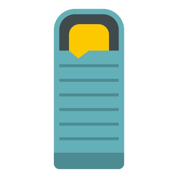 蓝色睡袋图标平坦风格图片下载