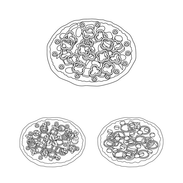 不同的披萨轮廓图标集合图片下载