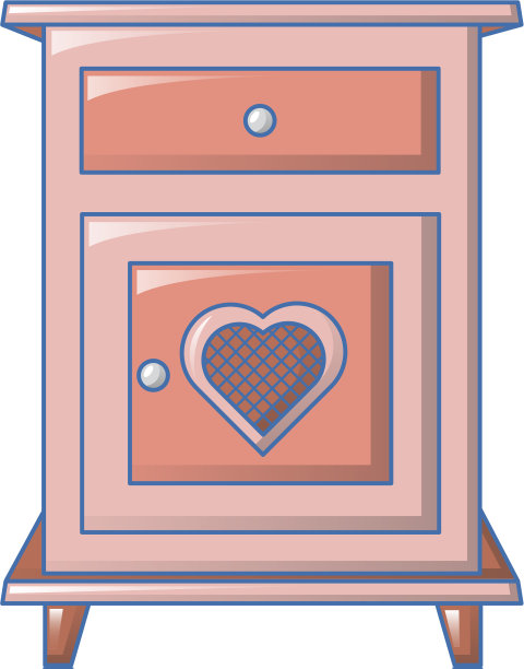 心形床头柜图标卡通风格图片下载