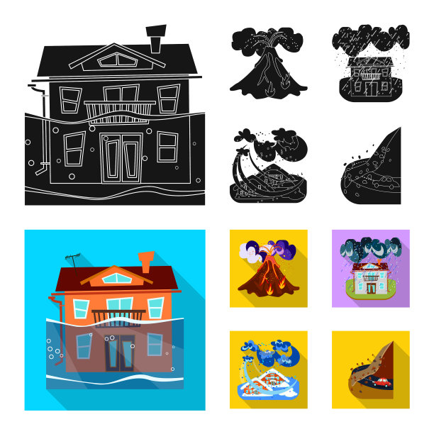 孤立对象的天气和遇险标志集图片下载