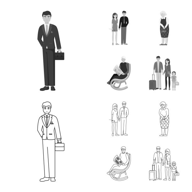 孤立对象的字符和化身标志集图片下载