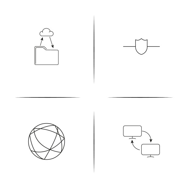 网络和数据库简单线性图标集图片下载