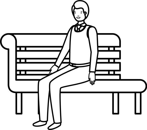 商人坐在公园椅子上的化身图片下载
