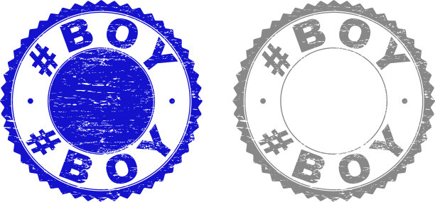 垃圾标签男孩纹理邮票印章图片下载