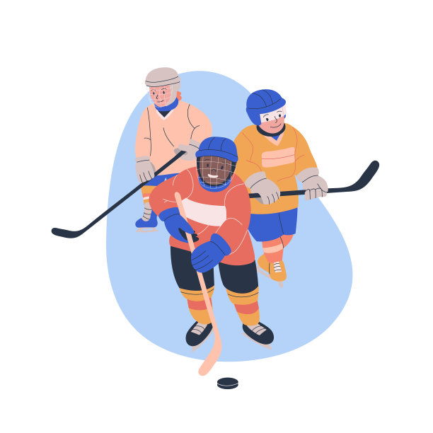 三个男孩在玩冰球图片下载