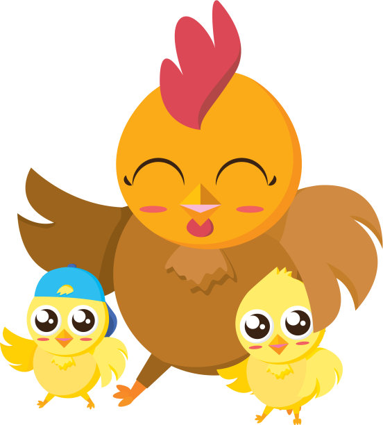 漂亮的母鸡和小鸡复活节人物图片下载