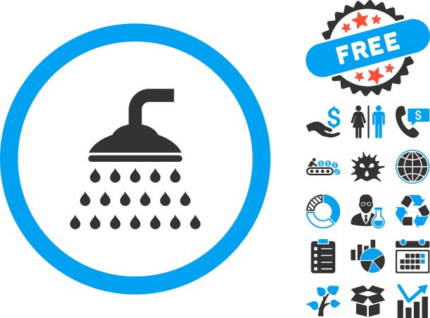 淋浴平面图标与奖金图片下载