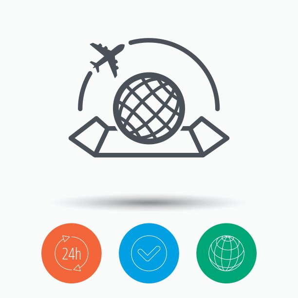 世界地图图标，飞机旅行标志图片下载