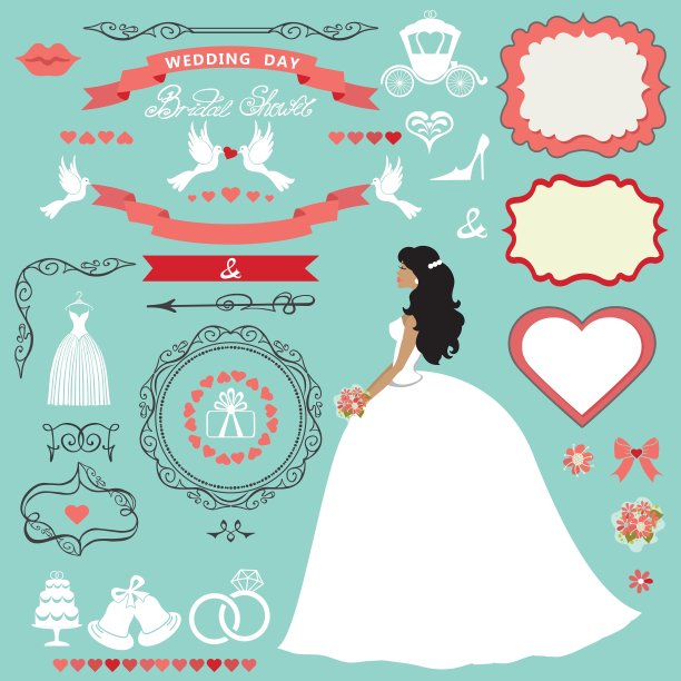 婚礼新娘淋浴装饰设置新娘邀请图片下载