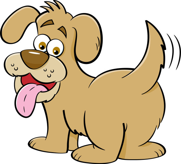 卡通快乐的狗向后看图片下载