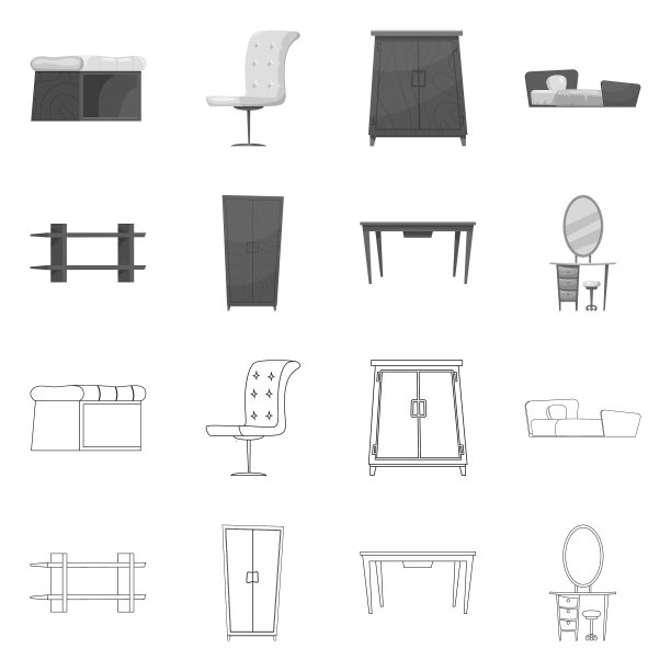 孤立对象的家具和公寓符号图片下载