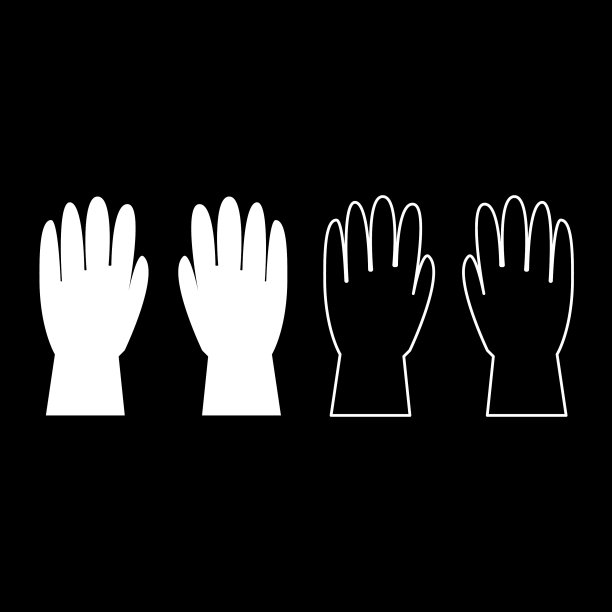 工作手套图标设置白色平风格图片下载