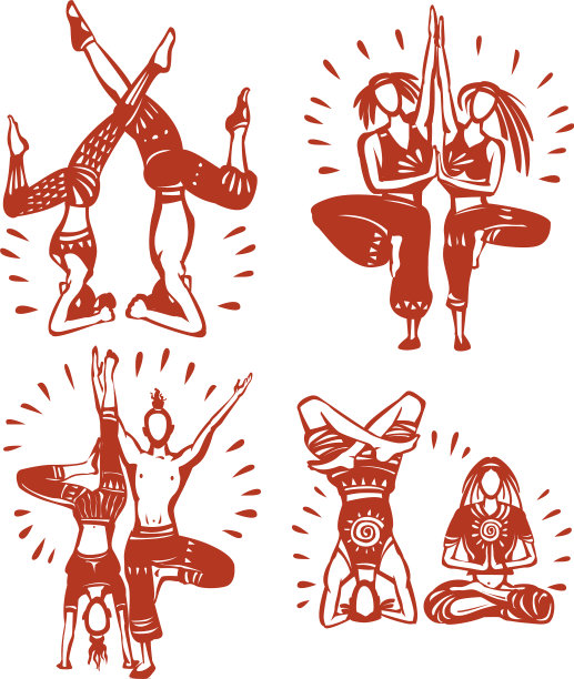 男人和女人在练习蒸汽瑜伽图片下载