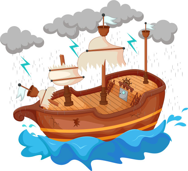 暴风雨中破碎的游艇图片下载