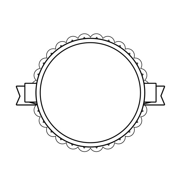 黑色圆圈标签与花边边框图片下载