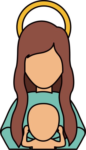 圣母玛利亚和圣夜婴儿耶稣的设计图片下载
