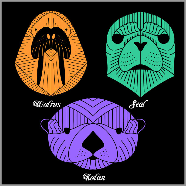 套多边形动物多边形标志图片下载