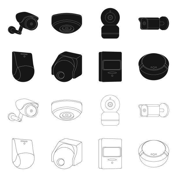 闭路电视和摄像机符号的孤立对象图片下载