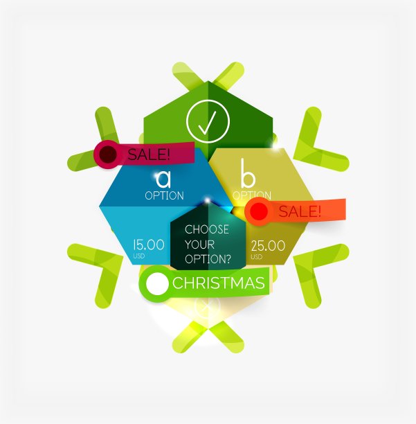 新年和圣诞节的纸标签贴纸图片下载