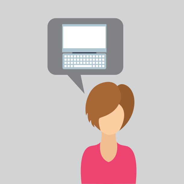 电脑卡通图标与人物女人图片下载