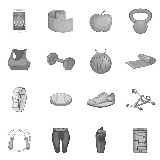 健身图标设置灰色单色风格图片下载