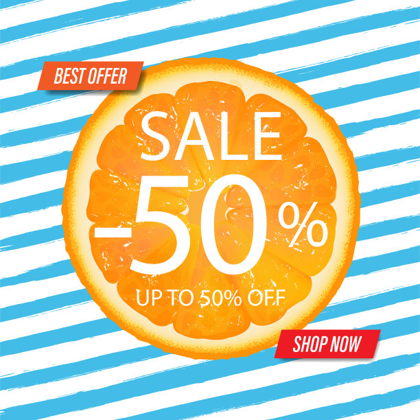 蓝色背景水彩销售横幅图片下载